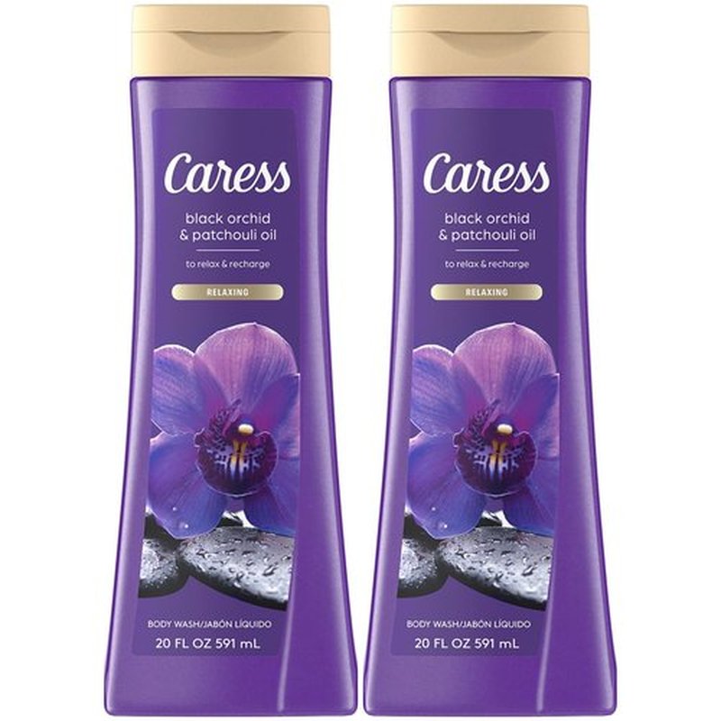 Caress Body Wash Black Orchid & Patchouli Oil To Relax and Recharge Relaxing, Fragrant Body Soap 20 fl oz, (Pack of 2)
