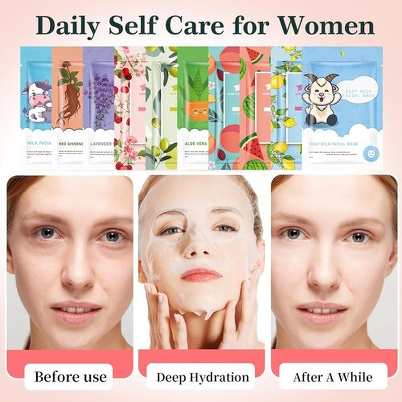 GUOYAOLIFU 10 Pack Sheet Face Masks Skincare, Hydrating Face Masks Suitable for Dry Skin, Facial Mask for Women Skin Care, Bulk Moisturizing Face Mask for Spa