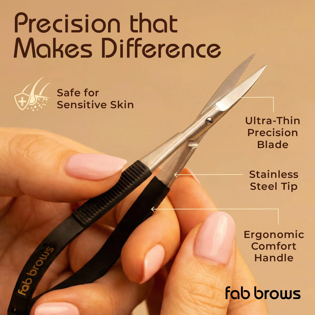 Soft Grip Eyebrow Trimmers | Brow Scissors for Women and Men | Precise & Sharp | Stainless Steel Tip Beauty Scissors | Eyebrow Grooming & Shaping | Brow Care | Eyelashes, Beard, & Nose Hair Trimmer