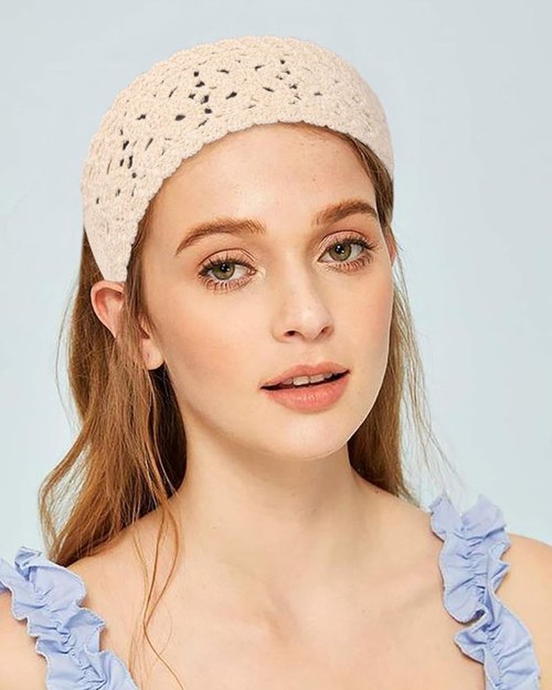 HAIMEIKANG Hippie Hair Bandana Headbands for Women Boho Headband Knit Hair Bands Floral Head Wrap for Women and Girls(Black+Beige+Coffee)