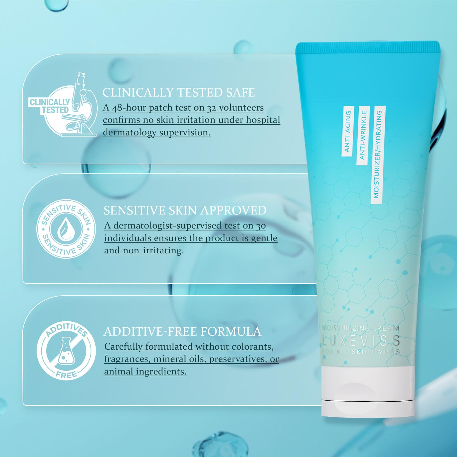 Luxeviss Overnight Anti-Aging Repair Cream – 30-Second Fast Absorbing, Overnight Repair with Ceramides, Collagen Peptides and Hyaluronic Acid Deeply Hydrating, Fragrance-Free-2.090 Fl Oz