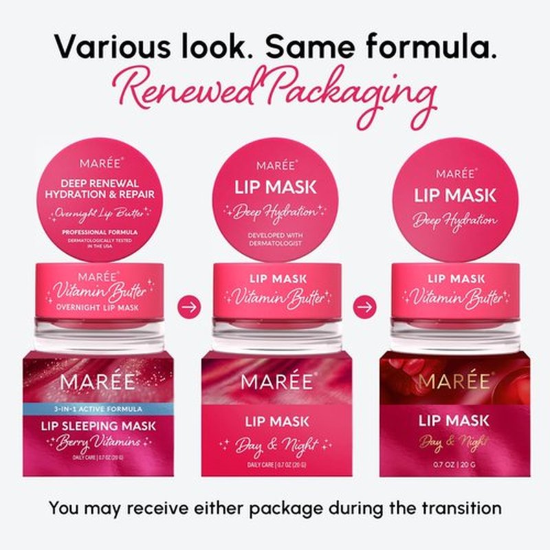 MAREE Lip Mask Overnight - Hydrating Lip Treatment with Hyaluronic Acid & Collagen - Moisturizing Lip Butter Balm