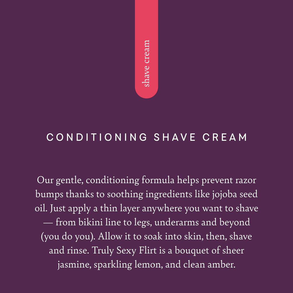 Pure Romance Conditioning Shave Cream - Truly Sexy Flirt - Jojoba Oil & Gentle Formula for Sensitive Skin - Prevents Razor Bumps & Ingrown Hairs - Exquisite Jasmine & Lemon Scent, 8 Fl Oz