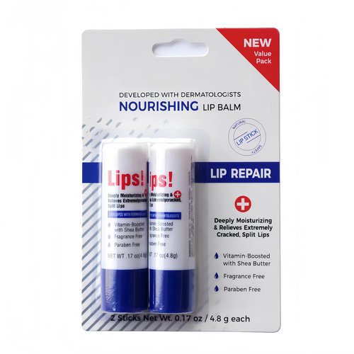Moisturizing Repairing Lip Balm, 2-Pack,Designed for Chapped Lips, Gently Exfoliates, Deeply Hydrates and Locks in Moisture. Enriched with Shea Butter and Beeswax.