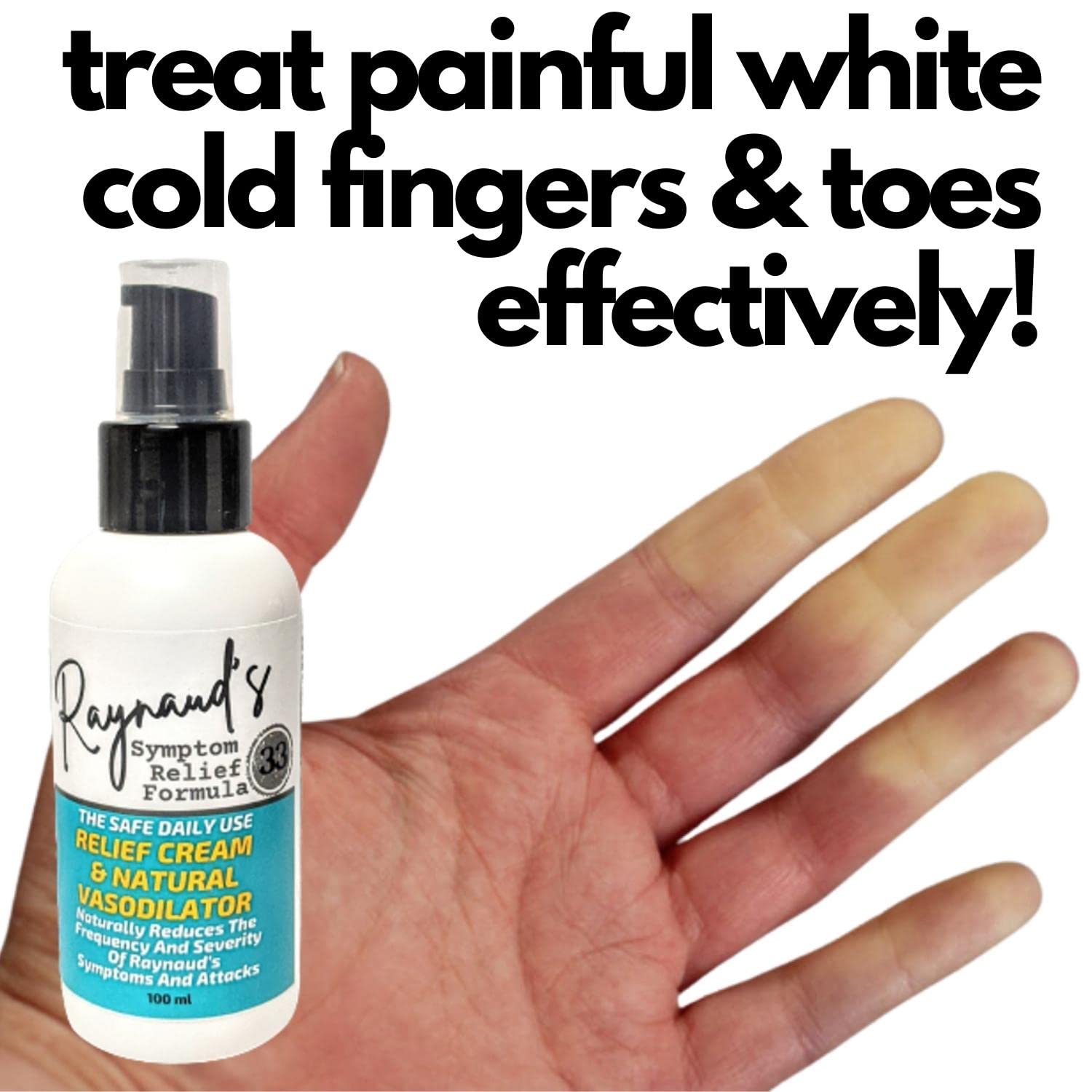 Tamed Organics Raynaud's Symptom Relief Topical Treatment Cream Get Rid of Painful Cold White Stiff Fingers and Toes. Natural Vasodilator Formula Improves Circulation and Warms Hands and feet.