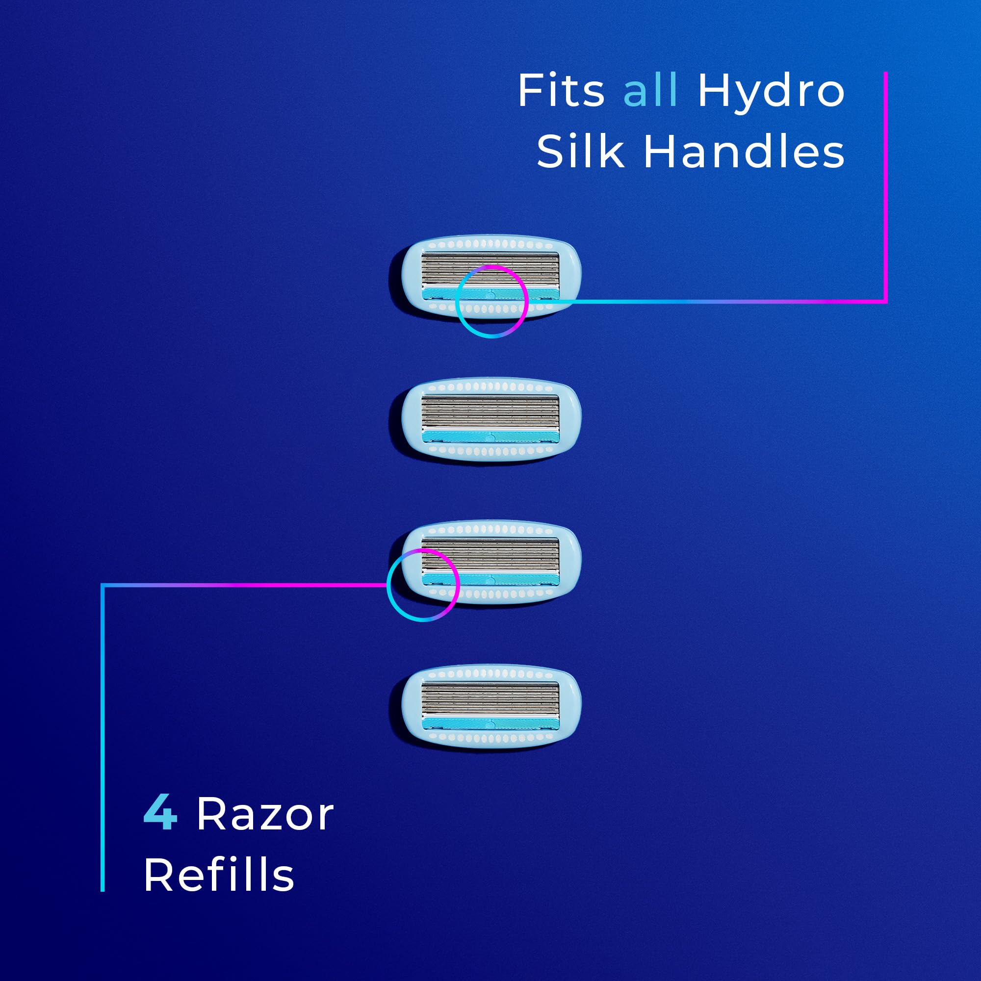 Schick Hydro Silk Moisture Razor Blade Refills, 4 Count | 5-Blade Moisturizing Razors for Women | Womens Moisturizing Razor Refills