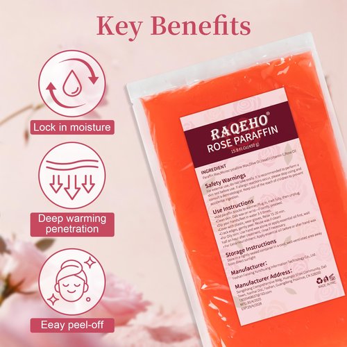RAQEHO Paraffin Wax for Hand and Feet - 32oz Paraffin Wax Refills 10ml Rose Essential Oil Blocks Hot Wax Hand Foot Care Spa Bath Soak Dry Cracked Peel off Dead Skin Moisturizer Exfoliator Arthritis