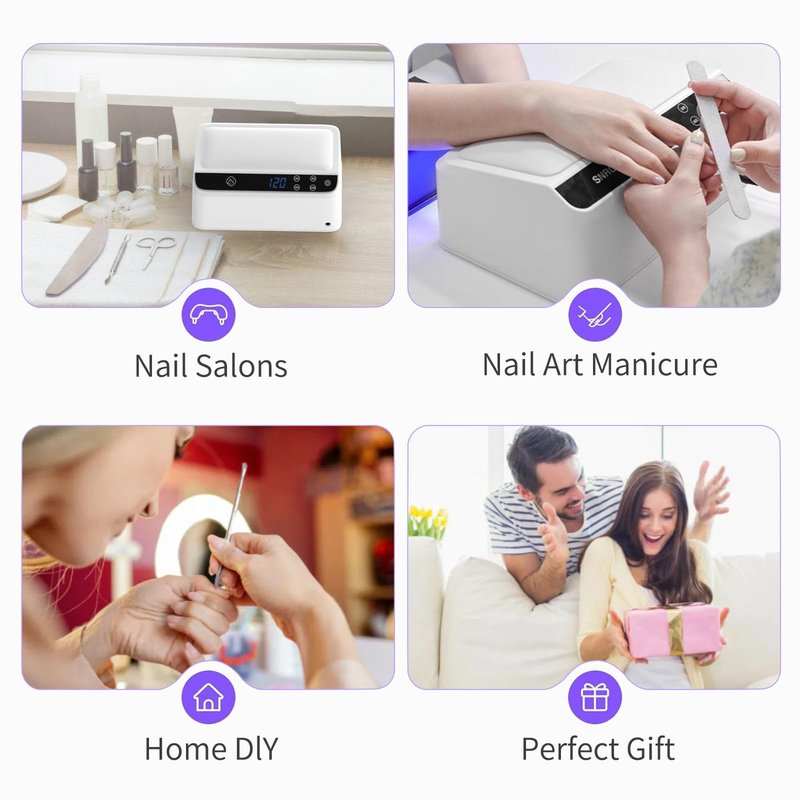 ZIZZON UV LED Nail Lamp with Arm Rest Pillow for Gel Polish 72W Power Nail Light Dryer with 4 Timers and Touch Screen Perfect for Salon or Home Use