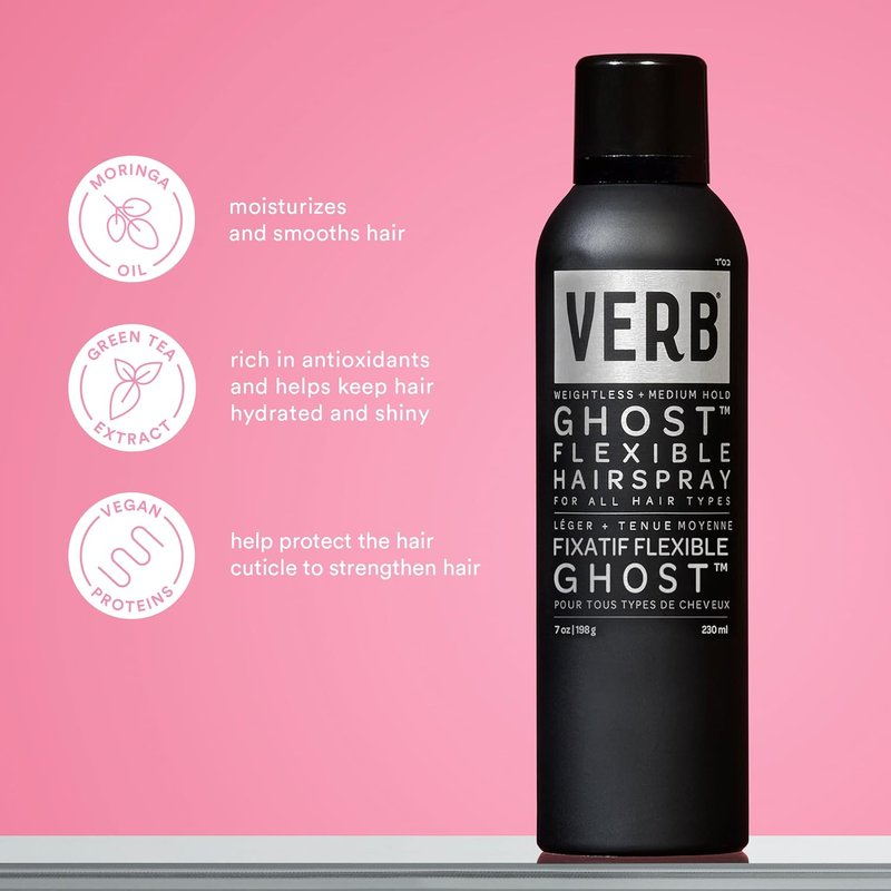 VERB Ghost Flexible Hairspray - Weightless Medium Hold with Moringa Oil - Anti-Frizz & Shine for All Hair Types