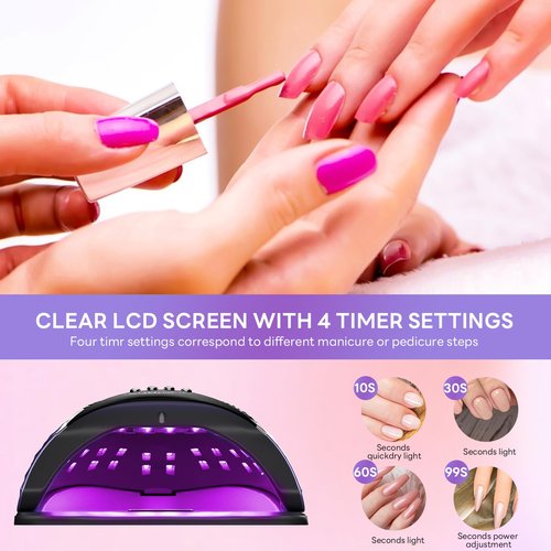 Timpou LED UV Nail Lamp, 280W Gel Nail Polish, Dryer, Professional Nail Lamp, UV Light for Nails with 66 Beads, Auto Sensor LED Gel Nail Lamp, 4 Timer Settings