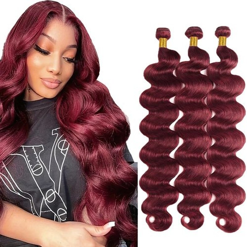 Hydtxc Bundles Human Hair Burgundy 99J 12 14 16 Inch Body Wave Human Hair Bundles Wine Red Unprocessed Brazilian Virgin Hair Double Weft Quick Weave for Black Women
