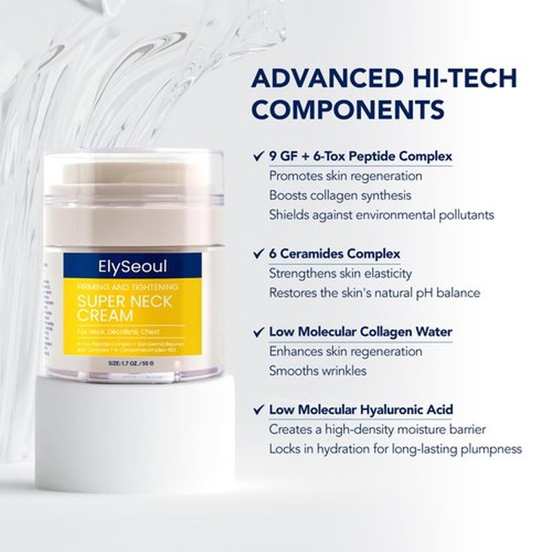 ElySeoul Neck Cream - Firming & Tightening Anti-Aging Treatment for Crepey Skin & Wrinkles