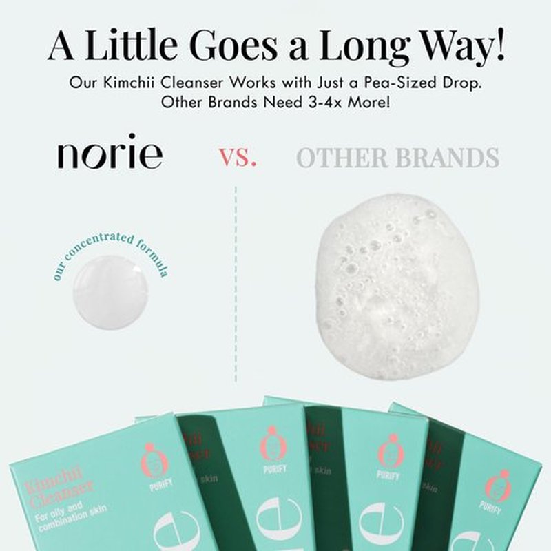 Norie Kimchii Face Wash - Gentle Facial Cleanser for Dry, Oily & Sensitive Skin | Fragrance Free Gel for Clearer Skin 2% Salicylic Acid, Vegan, Unscented 1.7oz