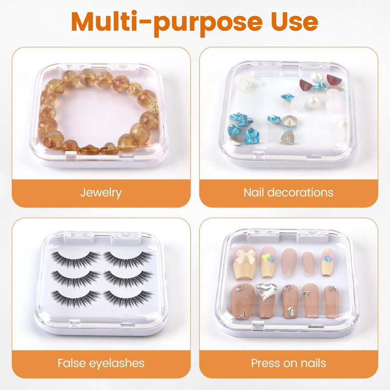 YINGJEE 15 Pcs Press On Nail Packaging Box Press on Nail Storage Box for Press Ons with 90 Pcs Adhesive Double Sided Tape for Fake Nail Storage Case Nail Display Nail Salon Supplies (White)