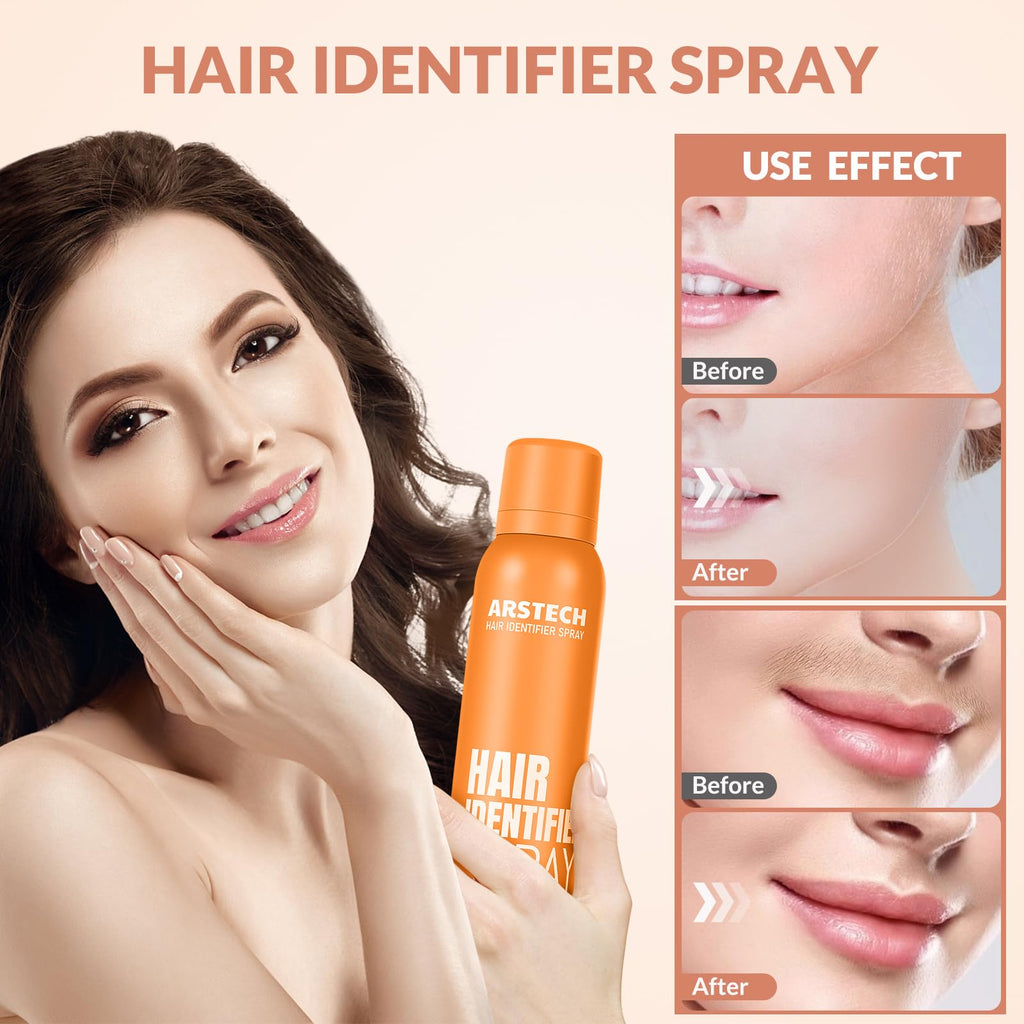 Hair Identifier Spray for Face Shaving Dermaplaning Tool Skin Body Dermaplane Spray for Women with 16 Face Razor Face Shaver Kit Facial Hair Removal Dermaplane Razor for Women Face (Orange 4 Pack)