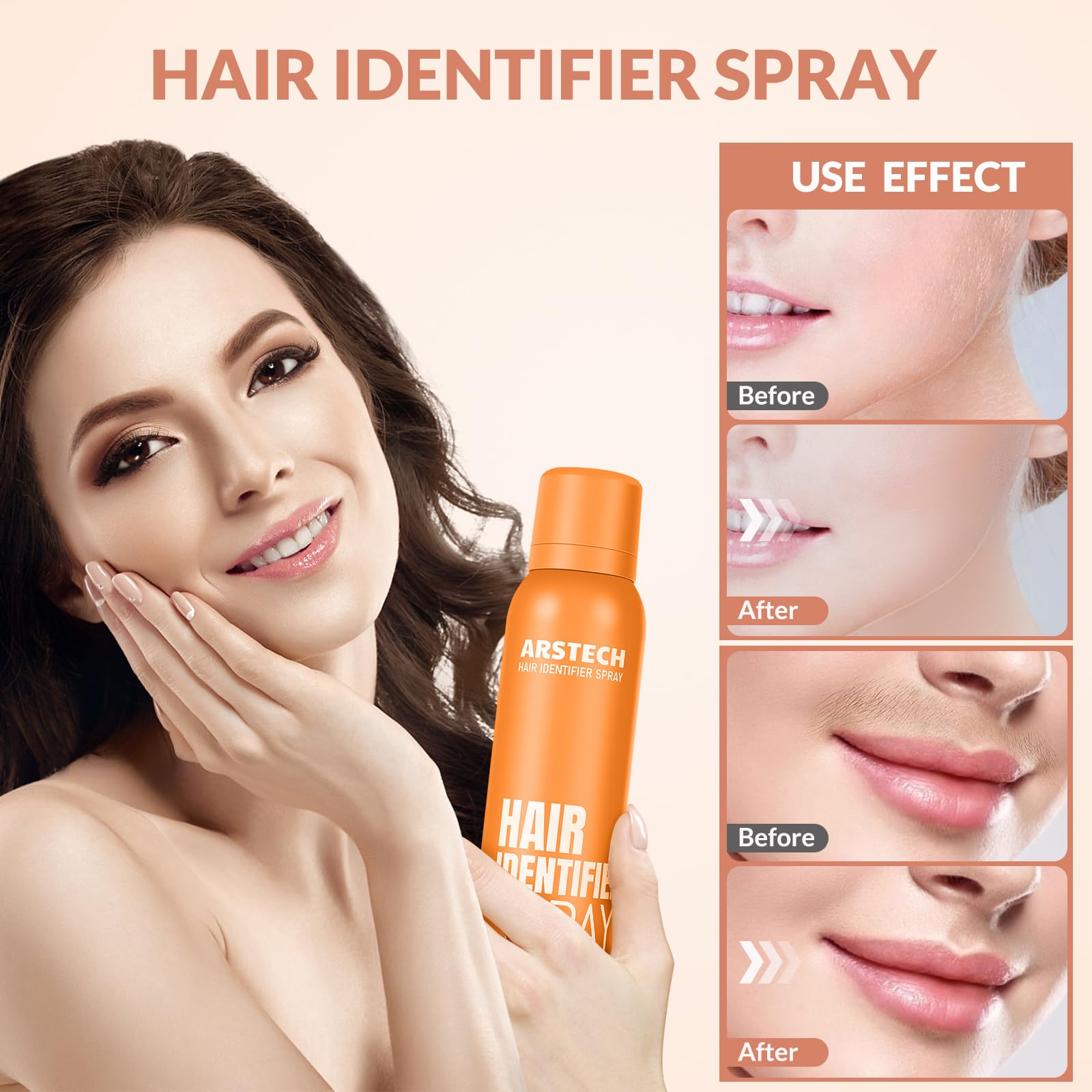 Hair Identifier Spray for Face Shaving Dermaplaning Tool Skin Body Dermaplane Spray for Women with 16 Face Razor Face Shaver Kit Facial Hair Removal Dermaplane Razor for Women Face (Orange 4 Pack)