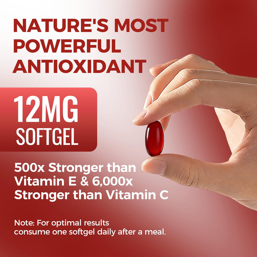 Regpem Rovina Astaxanthin 12mg, Revella Astaxanthin Antioxidant Supplements for Immune, Eye, Skin Supports, Non-GMO & Gluten Free - 200 Softgels