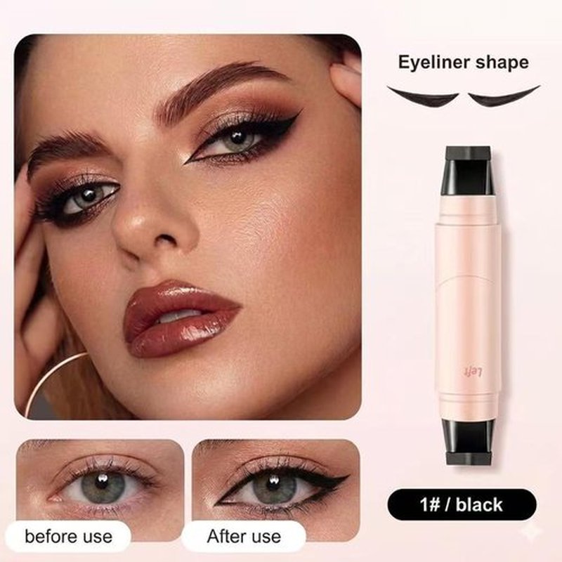 Foldable Eyeliner Stamp Pen - Dual-Ended Wing Stamps for Perfect Cat Eye | Waterproof, Smudge-Proof, Long-Lasting Black
