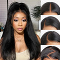 WIGER Straight Lace Frontal Wigs for Black Women Yaki Straight Layered Wigs 13X6 HD Lace Front Wig Long Synthetic Blow Out Hair for Daily or Events Salon-trimmed Hairstyle