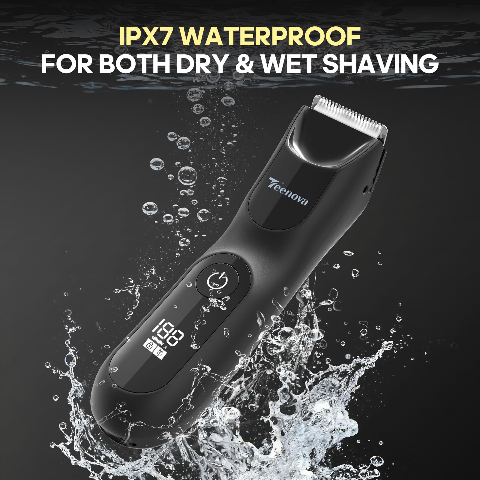 TEENOVA Manscape Body Hair Trimmer for Men, No Nick Pubic Bikini Trimmer for Women, 3 in 1 Versatile Groin Shaver with Nose Hair Trimmer, Cordless Dock Charging, LED Display, Wet/Dry Grommer (Green)