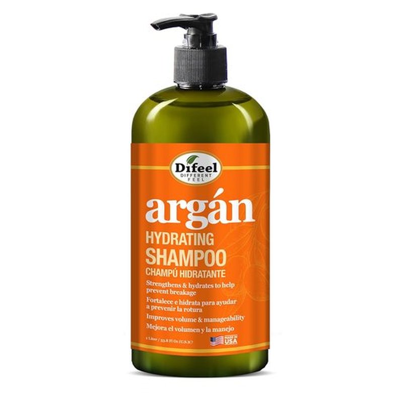 Difeel Argan Hydrating Shampoo - Natural Sulfate-Free Argan Oil Formula | 33.8 oz for Nourished Hair