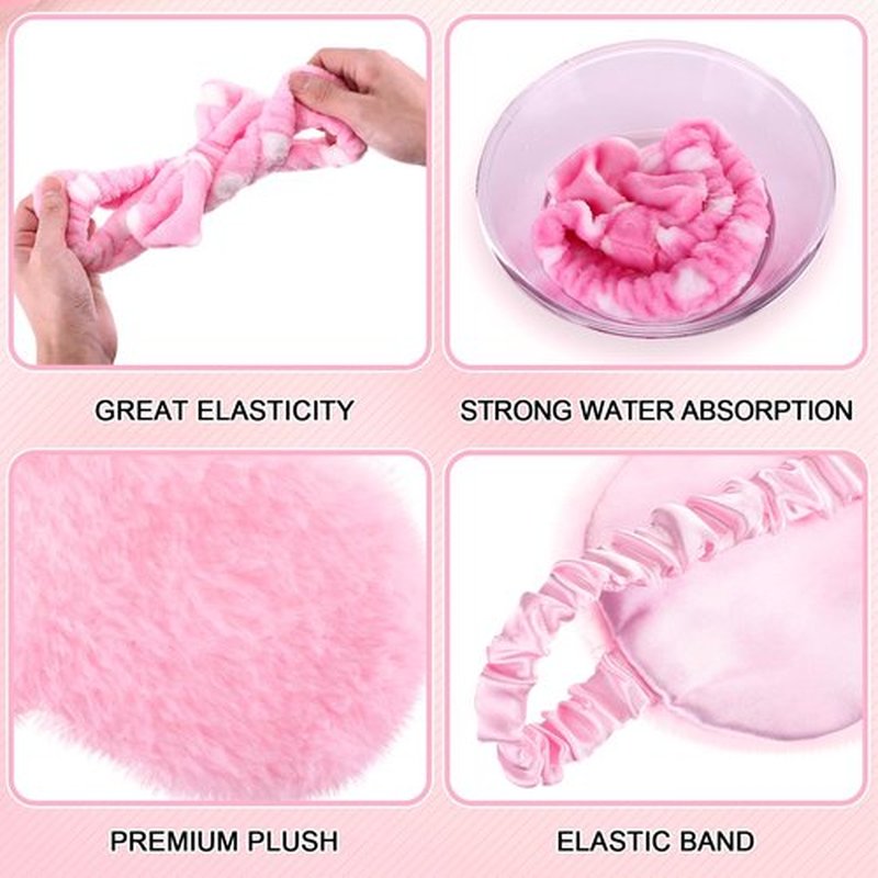Maiteenly 18 Pcs Sleepover Party Supplies Include 6 Bow Spa Headbands, 6 Eye Mask and 6 Velvet Scrunchies Pink Party Favors for Women Makeup Gift Bachelorette Slumber Wedding