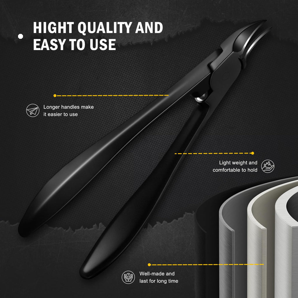 FVION Toenail Clippers for Thick Nails - Nail Clippers Toenail Nipper, Wide Jaw Nail Trimmer, Slight Curved Blade Pointed Tip Ingrown Toenail Tool