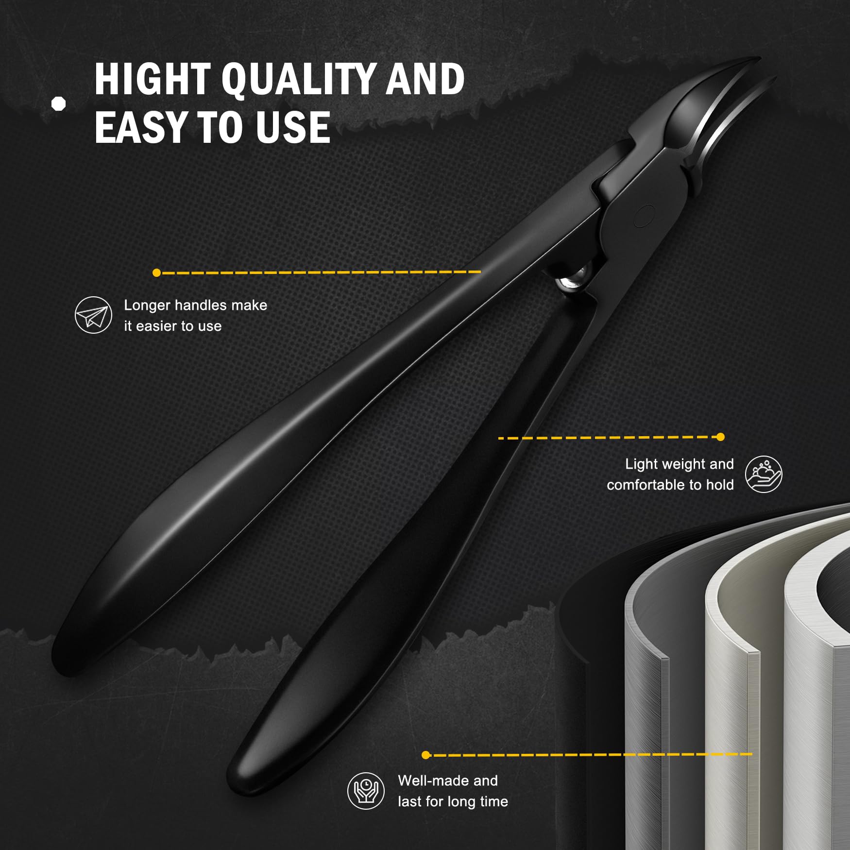 FVION Toenail Clippers for Thick Nails - Nail Clippers Toenail Nipper, Wide Jaw Nail Trimmer, Slight Curved Blade Pointed Tip Ingrown Toenail Tool