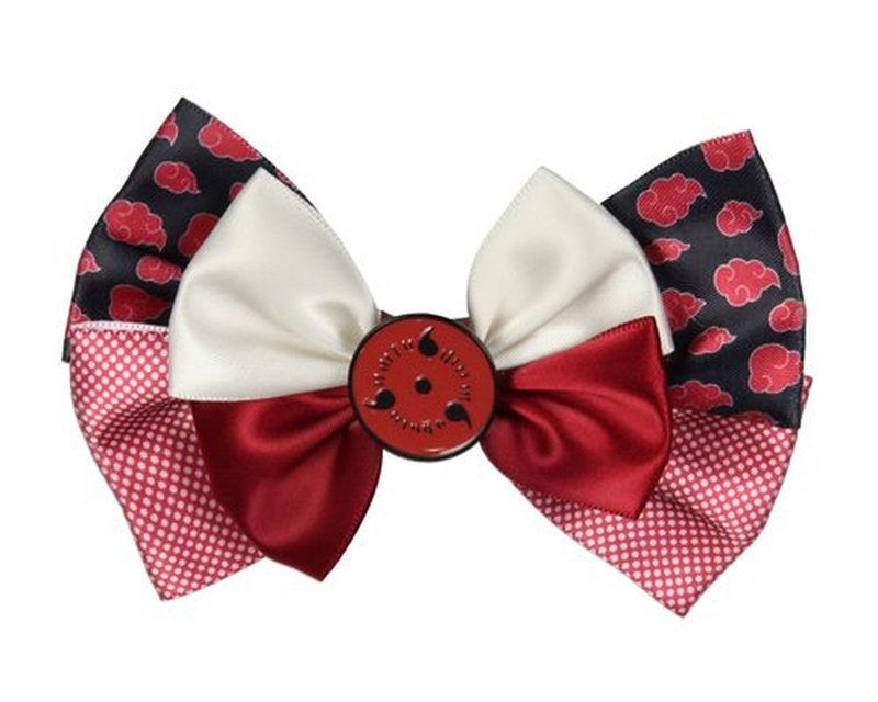 Naruto Shippuden Akatsuki Red Cloud Design Hidden Leaf Charm Alligator Hair Clip Accessory Hair Bow