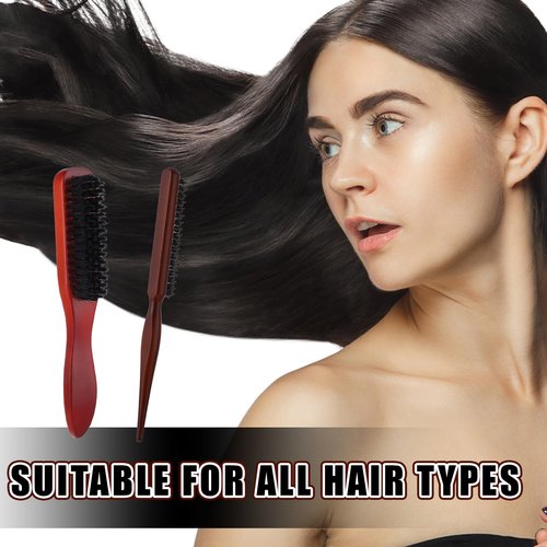 cobee 5 Pcs Slick Back Hair Brush Set, Bristle Hair Brush Edge Control Brush Teasing Comb, Wax Stick for Hair & Wig Flyaways, For Smooth Hair Parting Smooth Flyaways