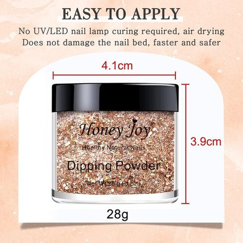 28g/Box Champagne Color Shine Glitter Hexagon Sequins Paillette Dip Powder Nails Dipping Nails Long-Lasting Nails No UV Light Needed (HJ-ND064B-No.137)