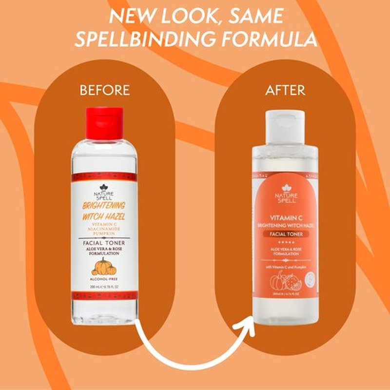 Nature Spell Vitamin C Face Toner with Witch Hazel, Hydrating & Brightening Facial Toner, Helps Minimize Pores & Refresh Skin, Infused with Aloe Vera & Rose Water, Alcohol-Free, Vegan, 6.76 Fl Oz