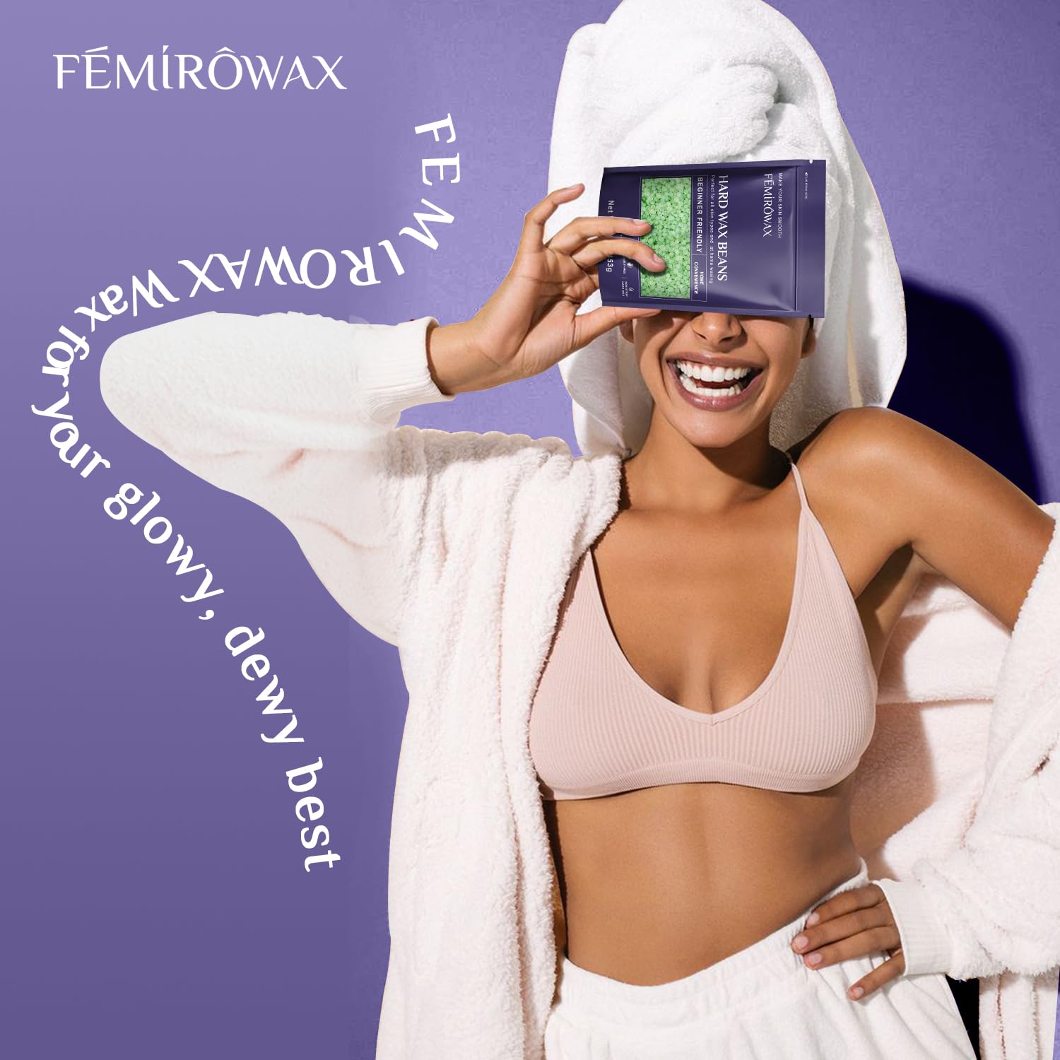 FEMIROWAX Wax Beads, 1lb Hard Wax Beans for Hair Removal Sensitive Skin with Aloe Formula Waxing Beads for Full Body Brazilian Bikini Face Eyebrow at Home Wax Refill for Women Men