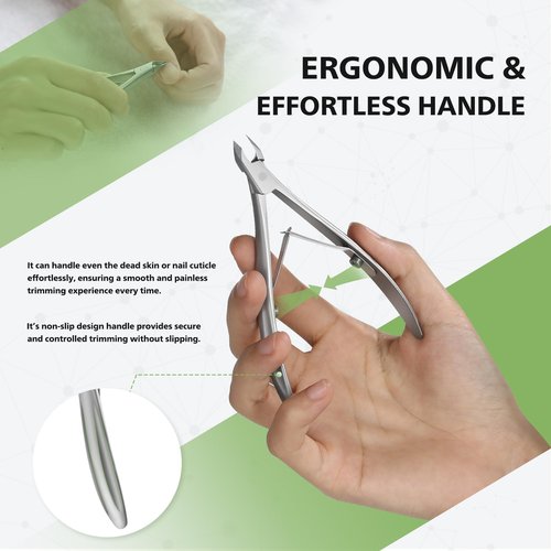 Half Jaw Salon Grade Cuticle Cutters – BALUCA Ergonomic Arch Handle Cuticle Clippers, Precision Stainless Steel Nail Cuticle Trimmer with Comfortable Grip, Perfect for Manicure & Pedicure