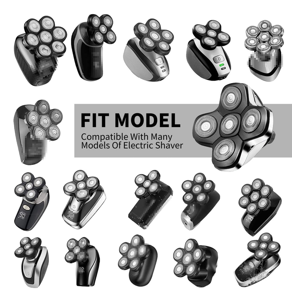 SEKINININT Upgrade Universal Head Shaver Replacement Heads Compatible with Freebird Shaver, Full dual blade ring design Replacement Heads For Wyklaus Head Shavers for Bald Men (Silvery)