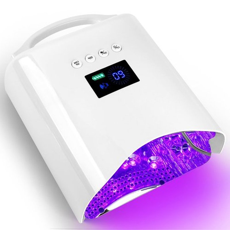 BOMOQING Cordless UV Nail Lamp, 96W Rechargeable UV Light for Gel Nails with Automatic Sensor & 4 Timers, Portable LED Nail Lamp, Professional Nail Dryer for Salon & Home (White)