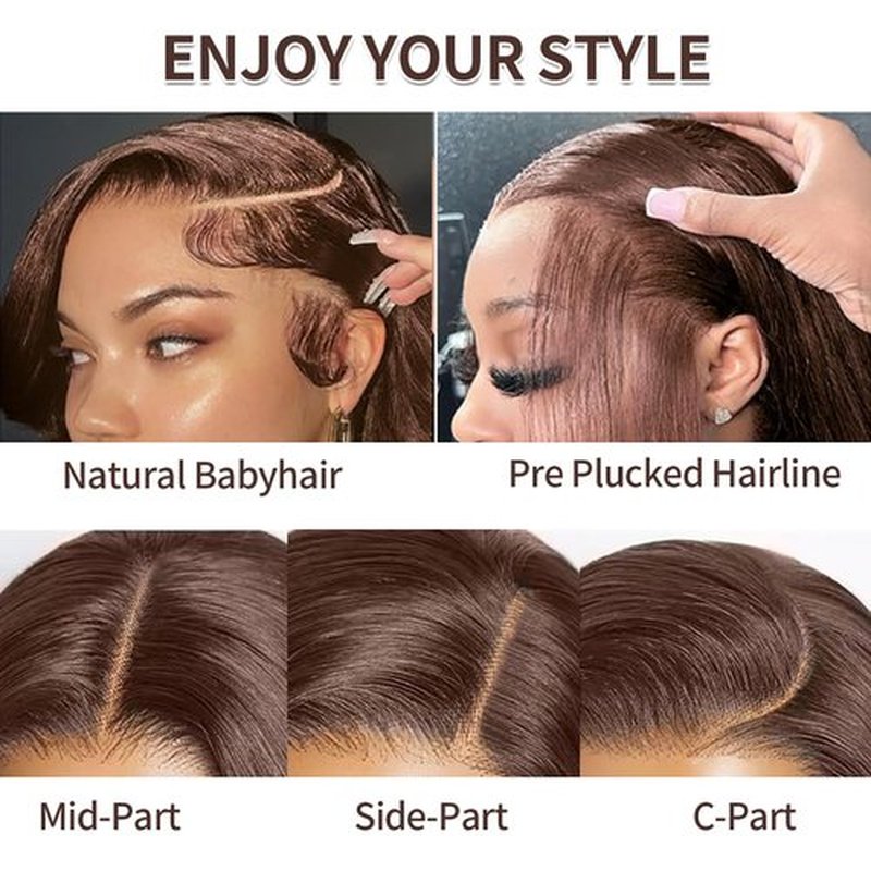 rilago Brown Straight Lace Front Wigs Human Hair 200 Density Chocolate Brown Lace Front Wig Straight 12A 13x4 HD Transparent Full Lace Frontal Wigs Pre Plucked Brown Human Hair Wig 24 Inch