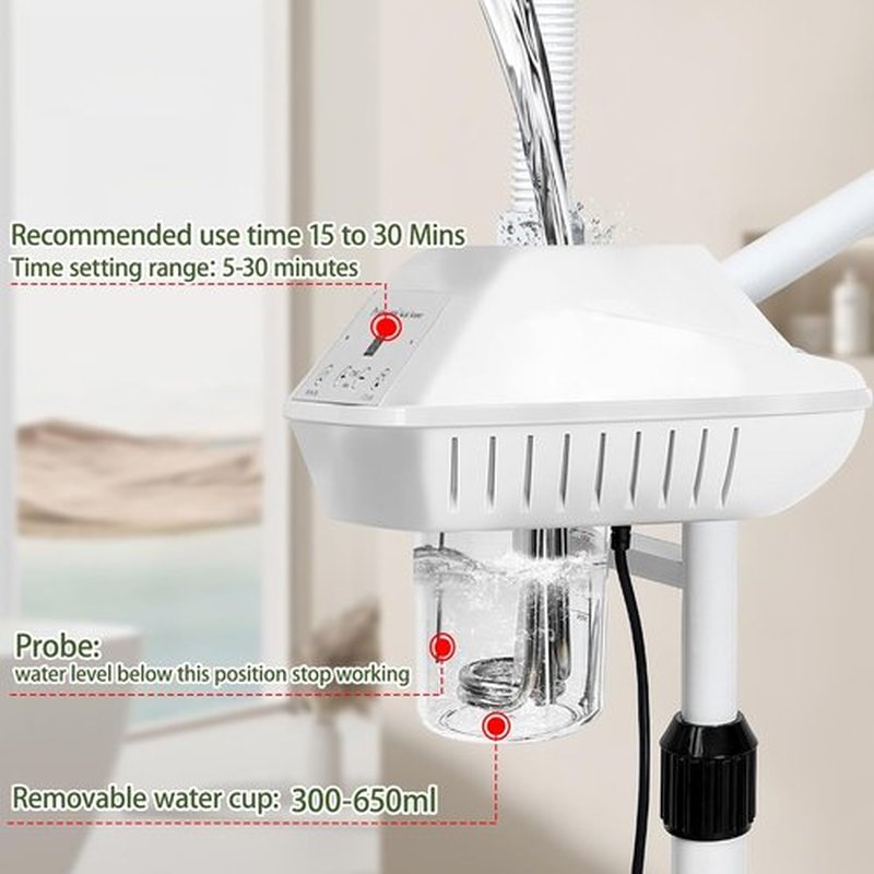 Skiennix Professional Facial Steamer - 2-in-1 Ozone Steamer with 5X Magnifying Lamp for Deep Hydration & Cleansing