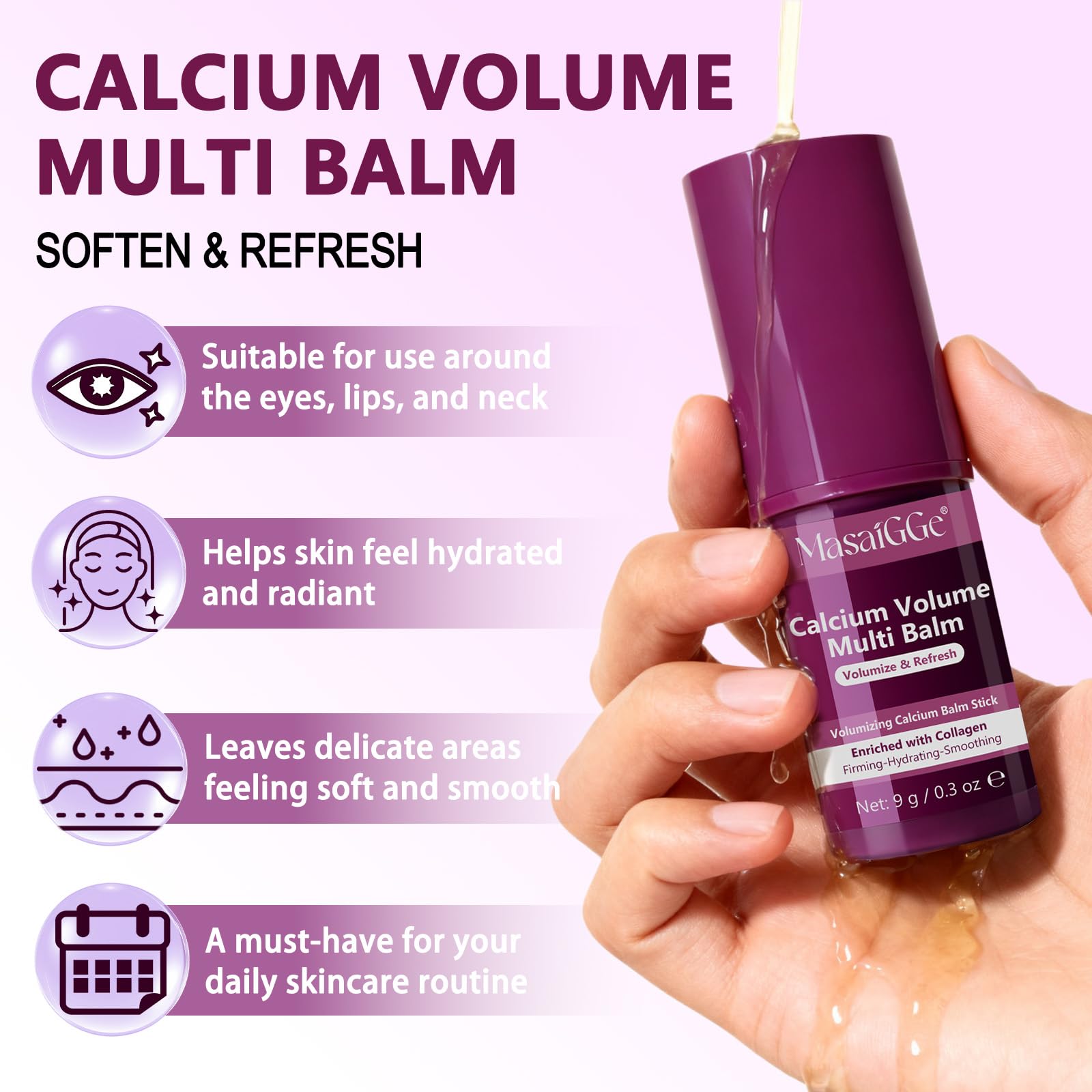 liiutry Calcium Volume Multi Balm, Korean Collagen Moisturizing Stick for Face, Calcium Volume Balm Anti-Aging Face Cream for Wrinkles, Firming & Hydrating for Eyes, Neck, Face