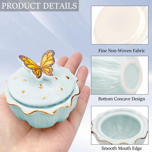Honey Joy Dappen Dish for Butterfly Ceramic Nail Liquid Porcelain Anti-volatilization Monomer Bottle (HJ-NAPB062-Blue)
