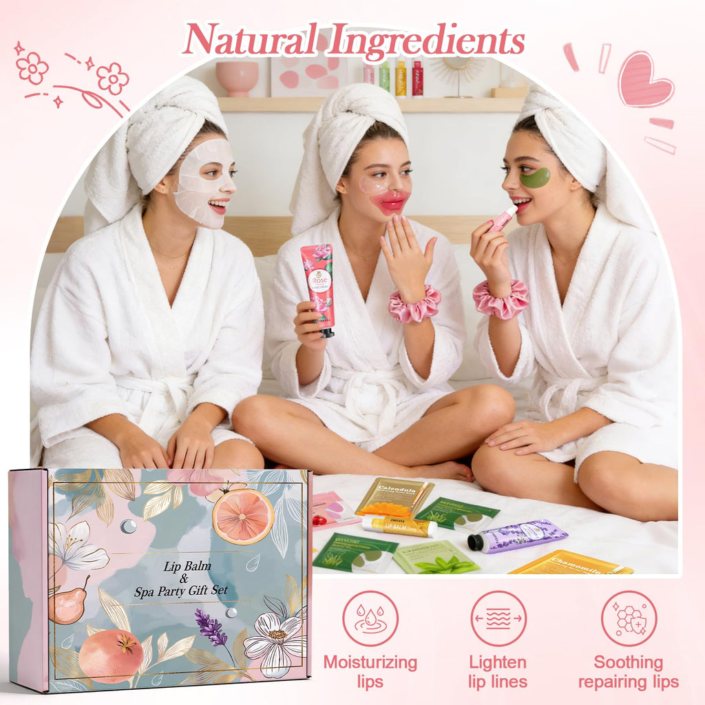 100 Pcs Spa Party Favors For Women,Spa Party Supplies Include Bulk Facial Mask,Hand Cream,Lip Balms,Under Eye Patches,Lip Mask,Bulk Gifts For Women, Mothers Day Gift, Spa Sleepover Party Supplies