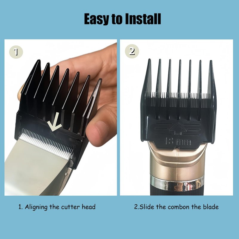 YAZIYIR 6 Pack Attachment Guide Comb Guards Compatible with oneisall Low Noise Dog Clippers,Szie from 3mm-18mm Cut Length, Black