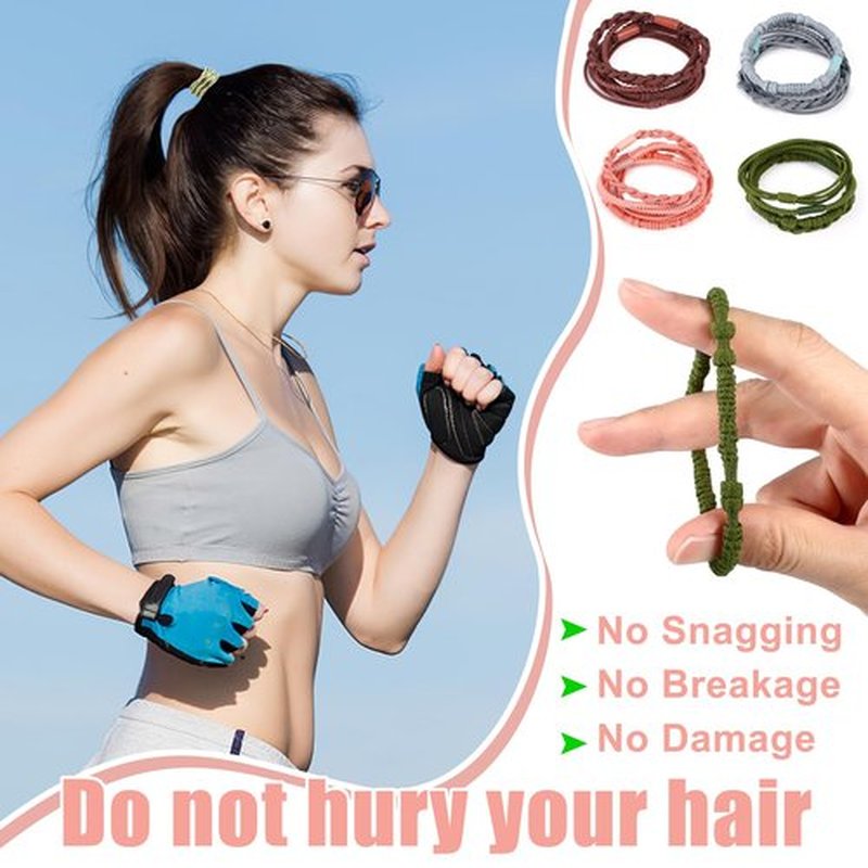 60 Pcs Boho Hair Ties, 4 Styles Elastic Hair Tie Bracelets for Women Hair Tie Bracelets Ponytail Holders for Girls with Thick and Thin Hair