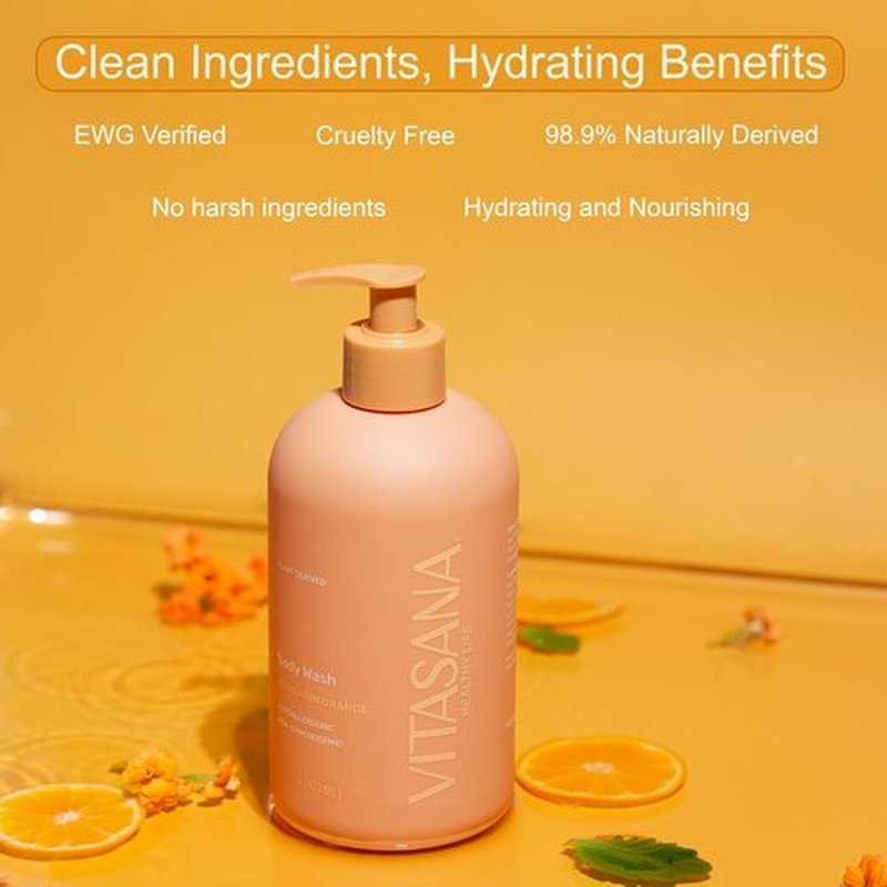 Natural Body Wash - Mandarin Orange Scent for Sensitive Skin | 16 oz, EWG Verified, Hypoallergenic