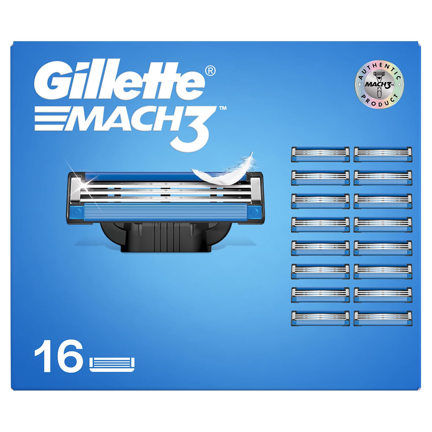 Gillette Mach 3 Shaving Blades- Pack of 16 (Cartridges)