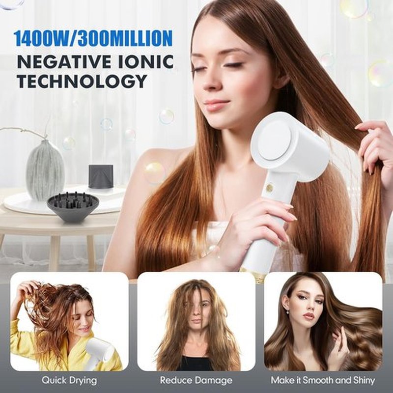 Skiennix Ionic Hair Dryer - High-Speed, Low Noise Mini Blow Dryer with Diffuser | Lightweight & Compact for All Hair Types