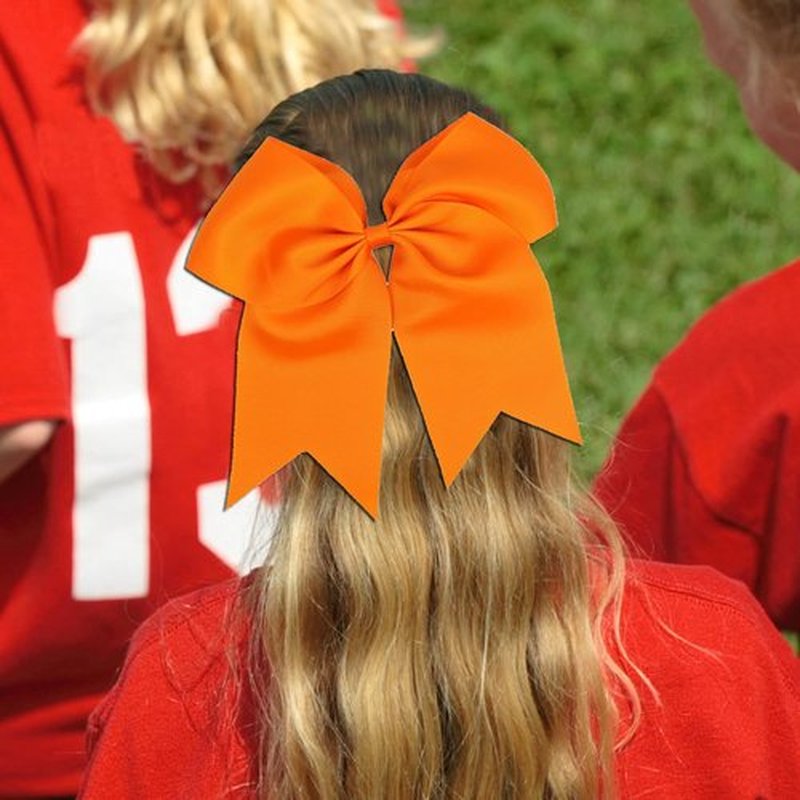 30PCS 8" Large Cheer Bows Hair Bows Ponytail Holder Handmade for Girls Teens Softball Cheerleader Sports (Orange)