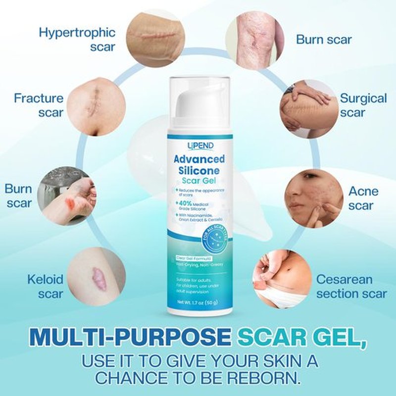 Advanced Silicone Scar Cream Gel Scar Removal for Old and New Treatment Remover Fading Surgical Face Burn C Section Heal Fast Acne Keloid for Men and Women Improve the Appearance 50g（1.76 Oz）/ 2 Pack