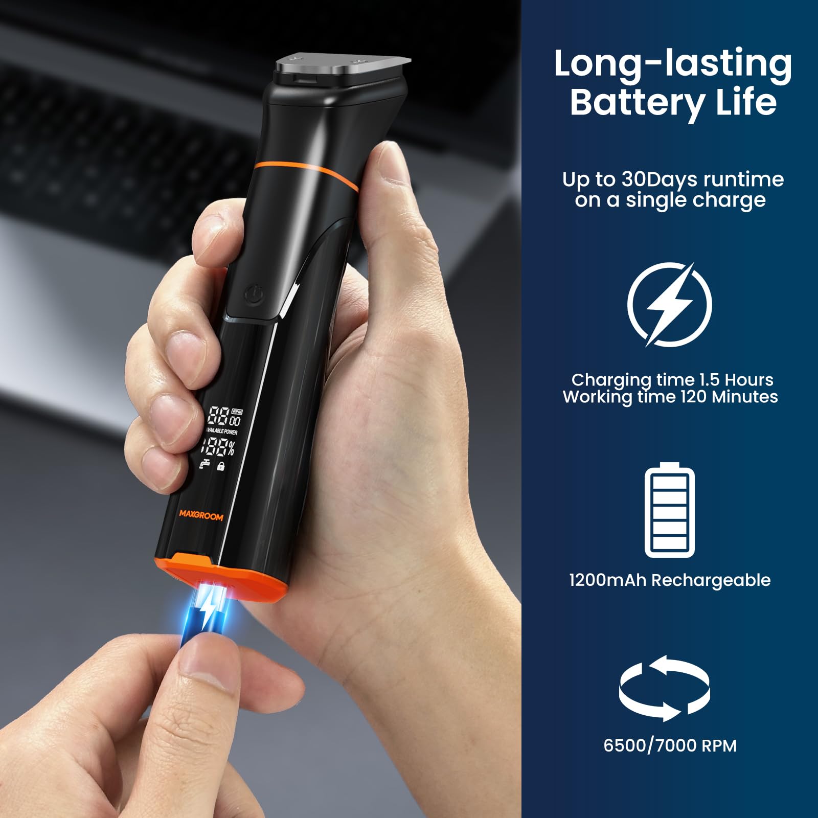 MAXGROOM 6 in 1 Beard Trimmer for Men, Waterproof Cordless Electric Razor Shaver, Men's Grooming Kit for Mustache, Hair, Face, Nose and Body, USB Recharge Dock - Silver