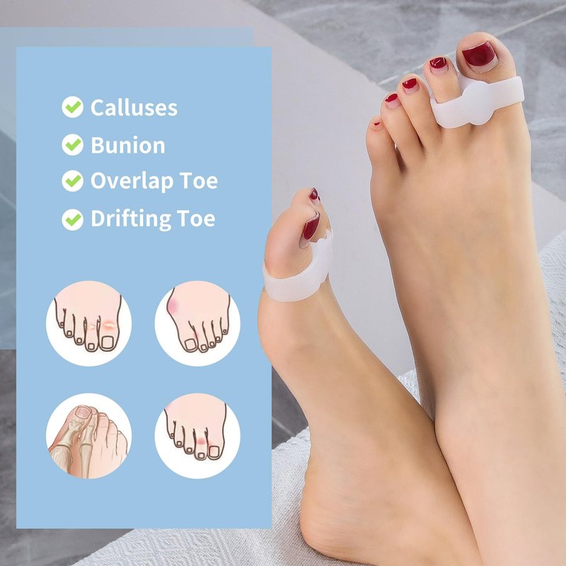 Zinyakon 12-Pack Bunion Corrector - Gel Toe Separators W/ 2 Loops, Big Toe Spacers for Women and Men, Toe Corrector and Straightener for Bunions, Hammer Toe and Overlapping Toe, Relieve Foot Pain